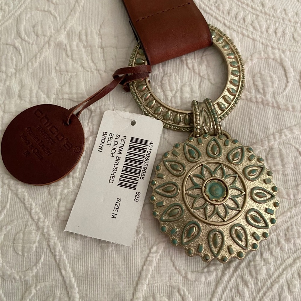 Brown braided leather slouch belt